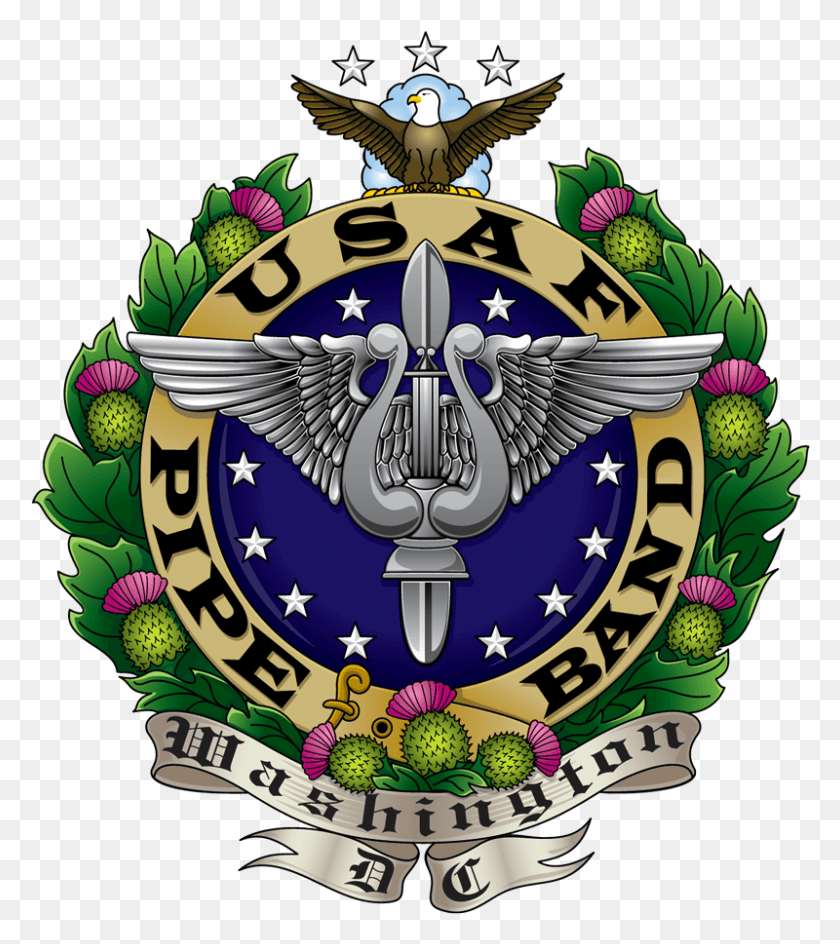 800x907 United States Air Force Pipe Band, Emblem, Symbol, Doodle HD PNG Download