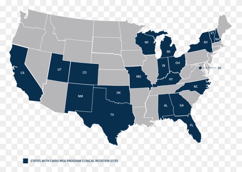834x576 Descargar Png Mapa De Estados Unidos Con Case Western Reserve University John F.