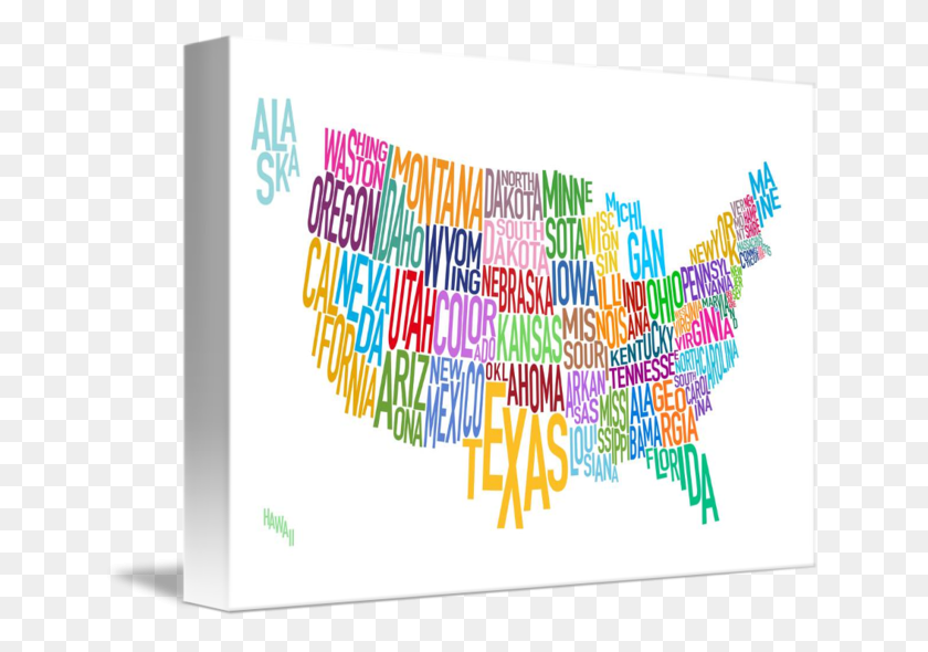 650x530 Mapa De Texto De Estados Unidos Por Michael Tompsett Estados Unidos, Word, Crayón, Papel Hd Png