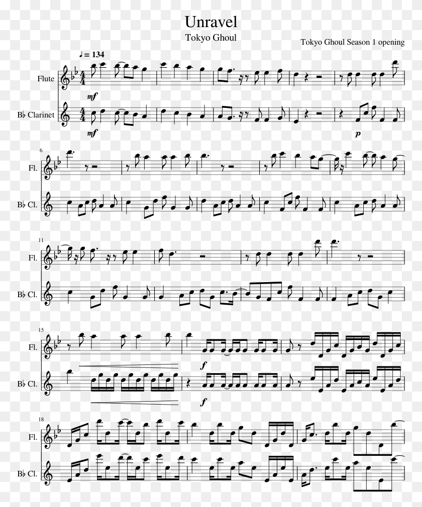 773x950 Unravel Sheet Music Composed By Tokyo Ghoul Season Out Of Nowhere Jazz Guitar, Gray, World Of Warcraft HD PNG Download