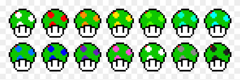 1371x391 Up Mushroom Color Sprites, Pac Man HD PNG Download