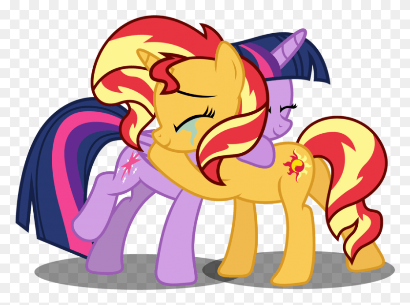 882x639 Descargar Png / Sunset Shimmer Abrazo Twilight Sparkle, Gráficos, Multitud Hd Png