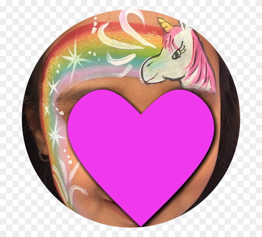 700x700 Uploading 1 1 Unicorn Rainbow Face Painting Circle Heart, Skin, Person, Human HD PNG Download