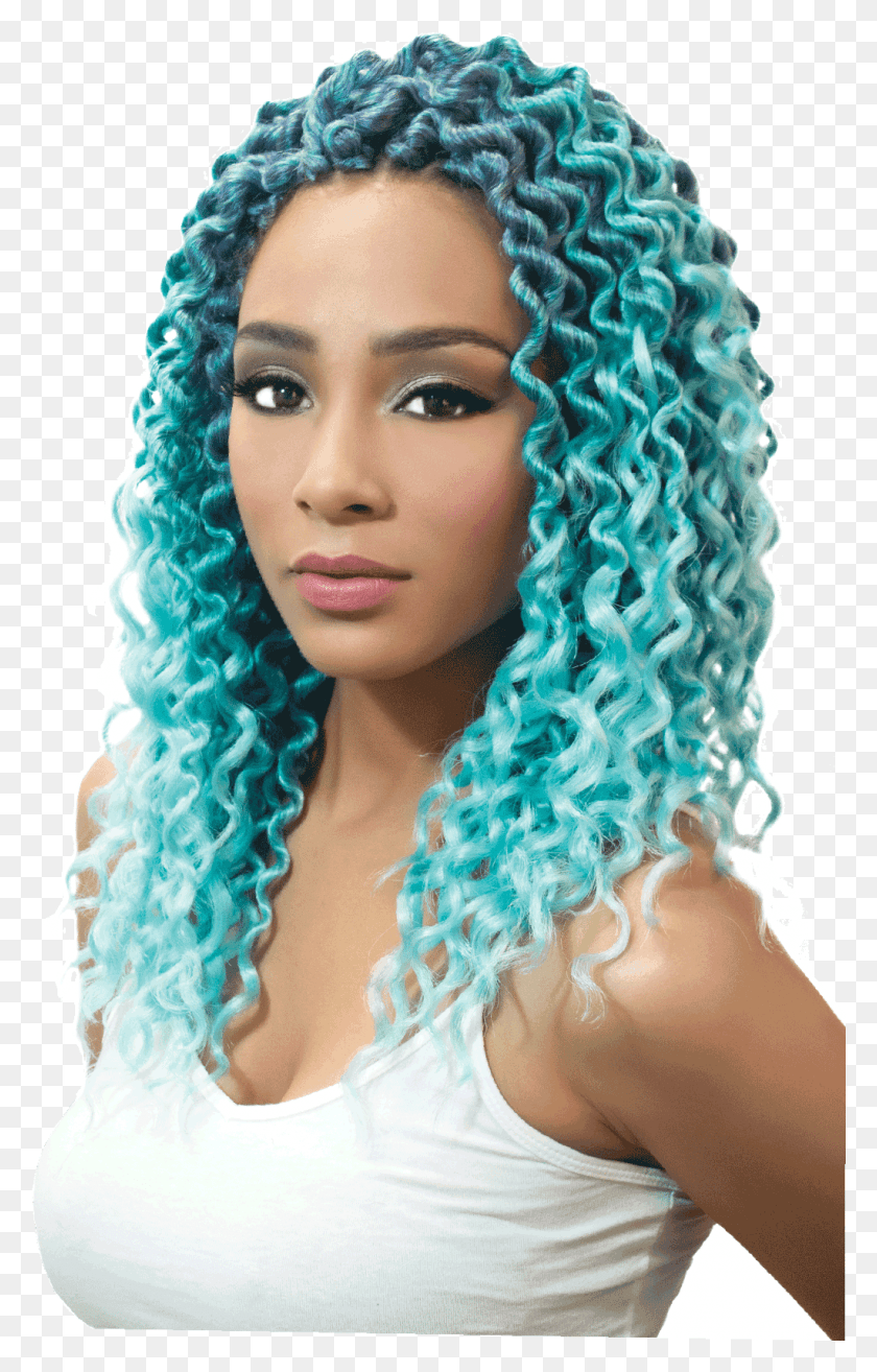 1023x1645 Urban Beauty Goddess Curl Locs 14 Aqua Blue Crochet Braids, Hair, Wig, Face HD PNG Download