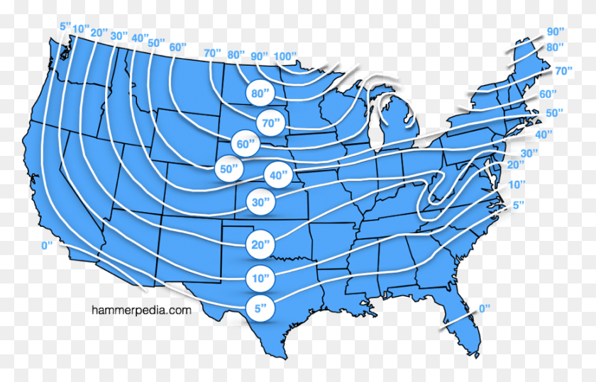 866x532 Us Frost Line Map Hannibal Missouri On A Map, Network, Plot, Diagram HD PNG Download