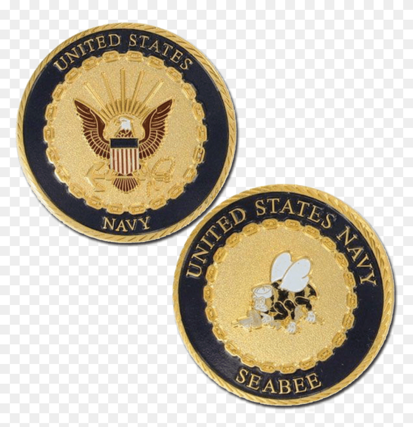 916x950 Us Navy Seabee Coin, Logo, Symbol, Trademark HD PNG Download