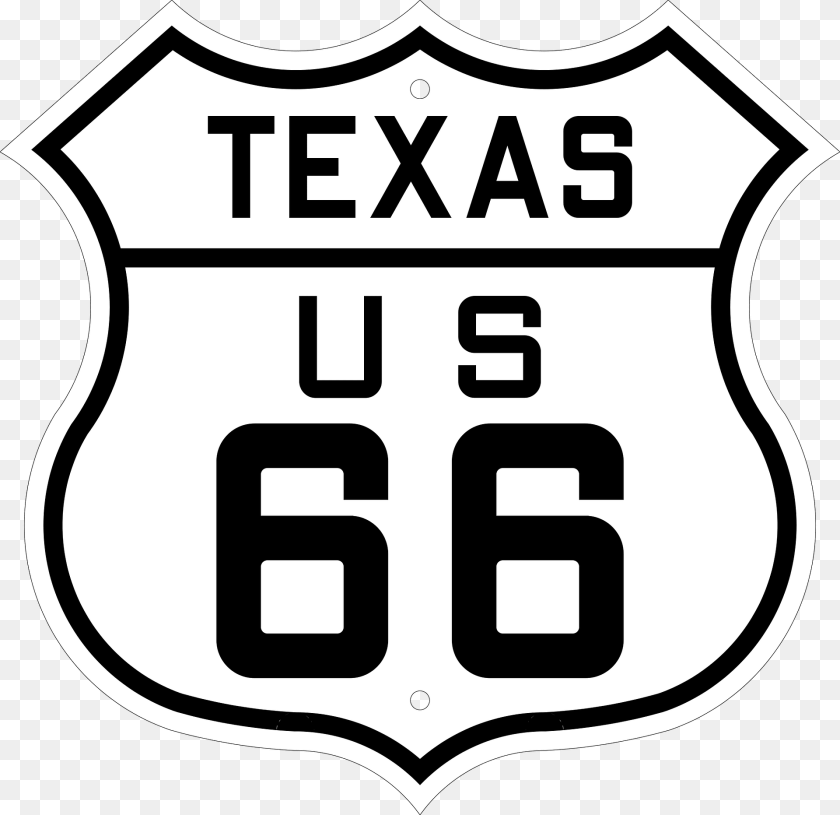 1920x1862 Us Route 66 Sign Texas 1926 Clipart, Symbol, Logo, Ammunition, Grenade Sticker PNG