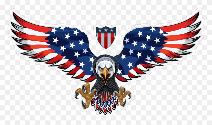 1200x675 Usa American Eagle With Shield Sticker American Flag Eagle Vector, Bird, Animal, Symbol HD PNG Download
