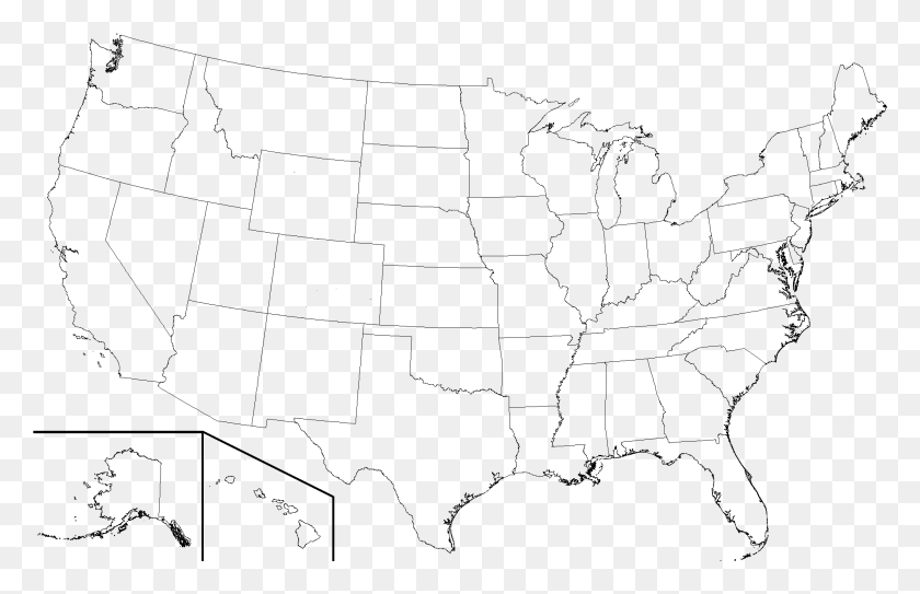 2006x1244 Usa State Boundaries Lower48 2 High Resolution Blank United States Map, Gray, World Of Warcraft HD PNG Download
