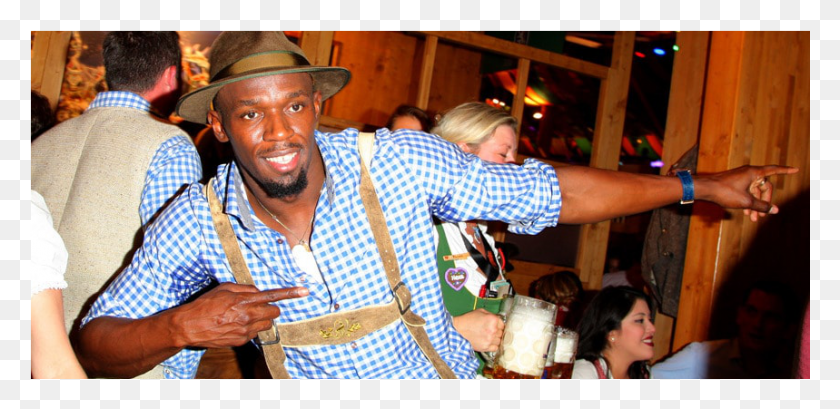 859x385 Usain B October Festival Munich 2017, Person, Human, Hat HD PNG Download