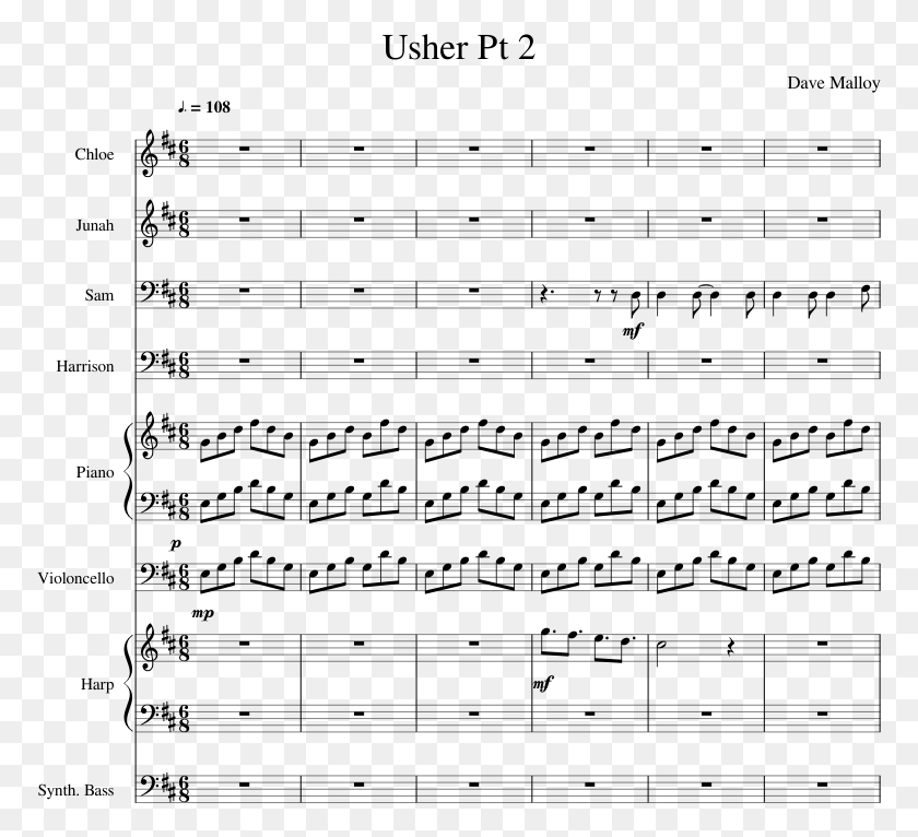 773x706 Usher Pt 2 Sheet Music For Piano Oboe English Horn Sheet Music, Gray, World Of Warcraft HD PNG Download