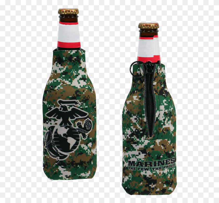 518x720 Usmc Ega On Woodland Botella De Camuflaje Digital Koozie Marines, Bebida, Cerveza Hd Png