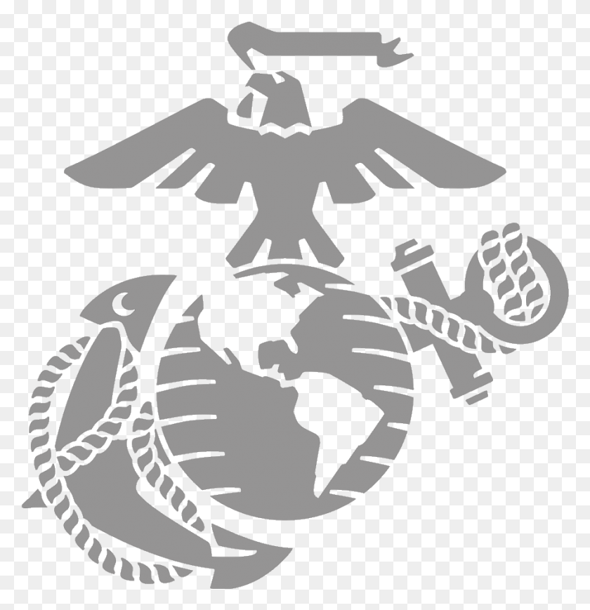895x929 Usmc Ega Stencil Marine Corps Águila Globo Y Ancla, Símbolo, Emblema Hd Png