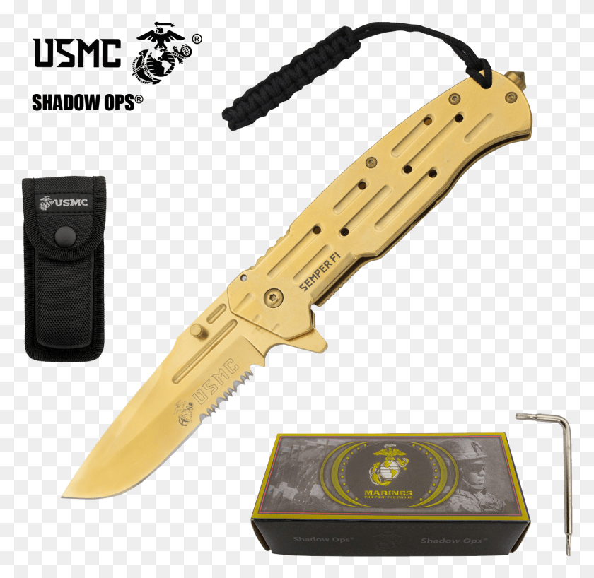 1400x1361 Usmc Officially Licensed Us Marines All Gold Ball Us Marines, Weapon, Weaponry, Knife HD PNG Download