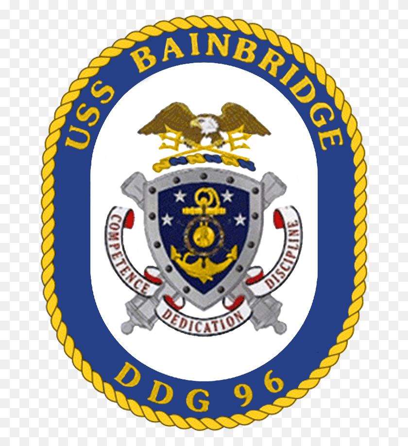 674x858 Uss Bainbridge Ddg 96 Crest Uss Bainbridge Ddg 96 Logo, Symbol, Trademark, Emblem HD PNG Download