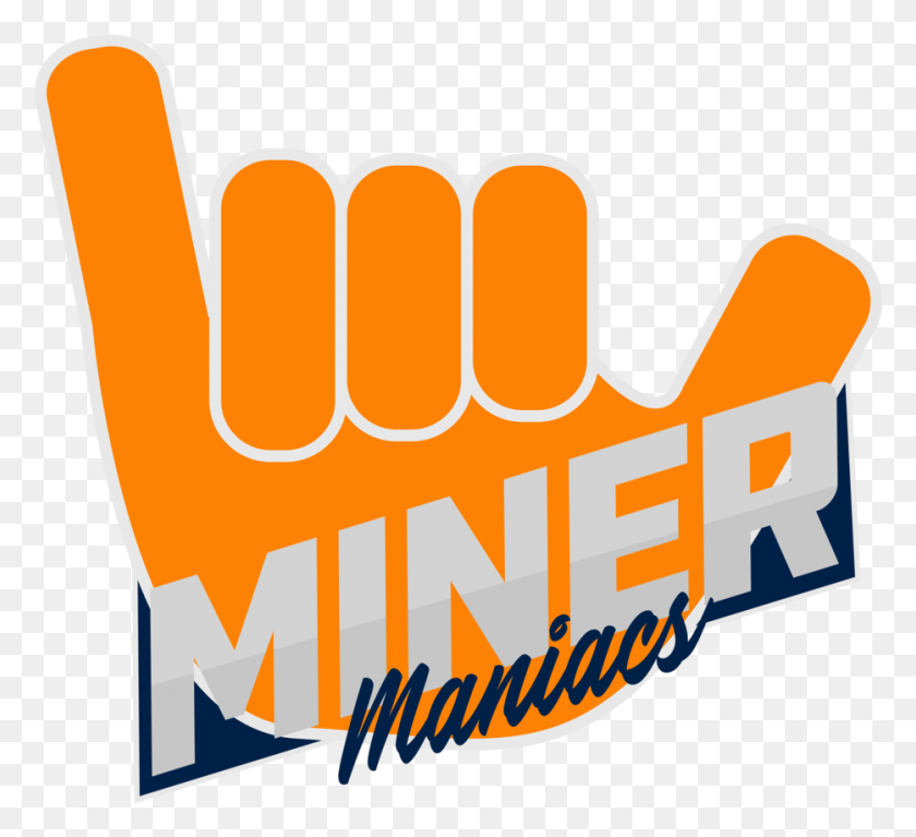 933x846 Логотип Utep Miner Maniac, Рука, Текст, Этикетка Hd Png Скачать