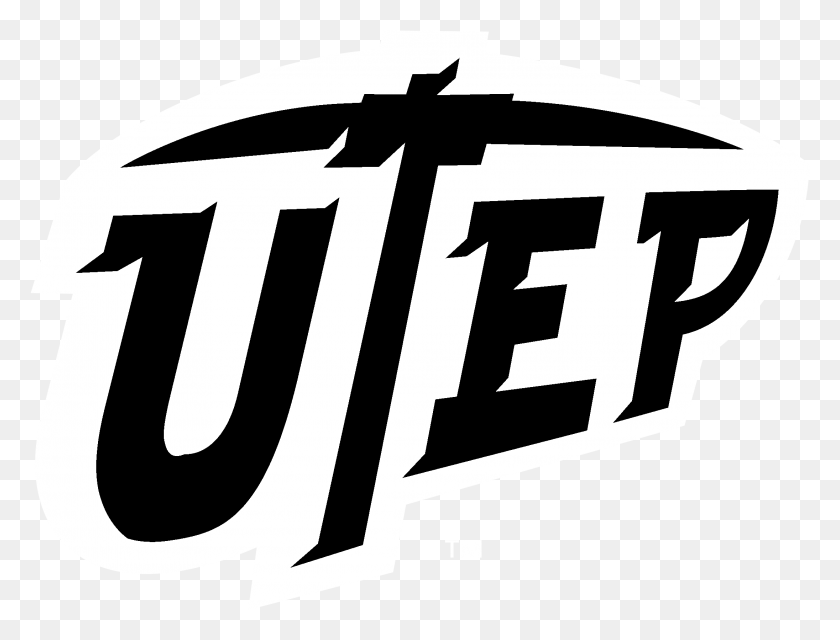 2191x1631 Utep Miners Logo Black And White Utep, Text, Label, Cross HD PNG Download