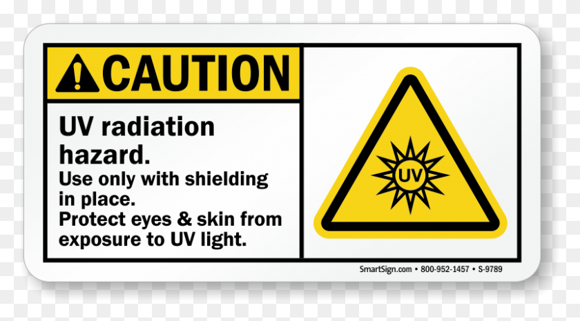 800x416 Uv Radiation Hazard Ansi Caution Sign Uv Radiation Warning Sign, Text, Symbol, Label HD PNG Download