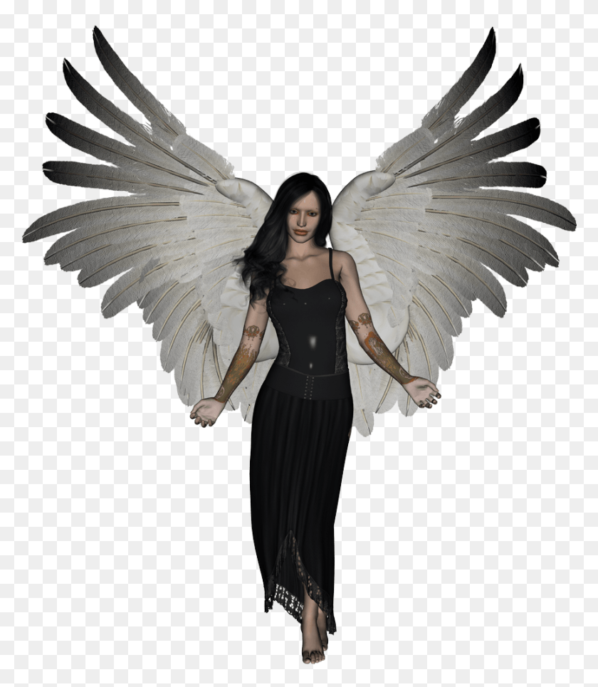 865x1004 V Angel With Black Hair, Person, Human HD PNG Download