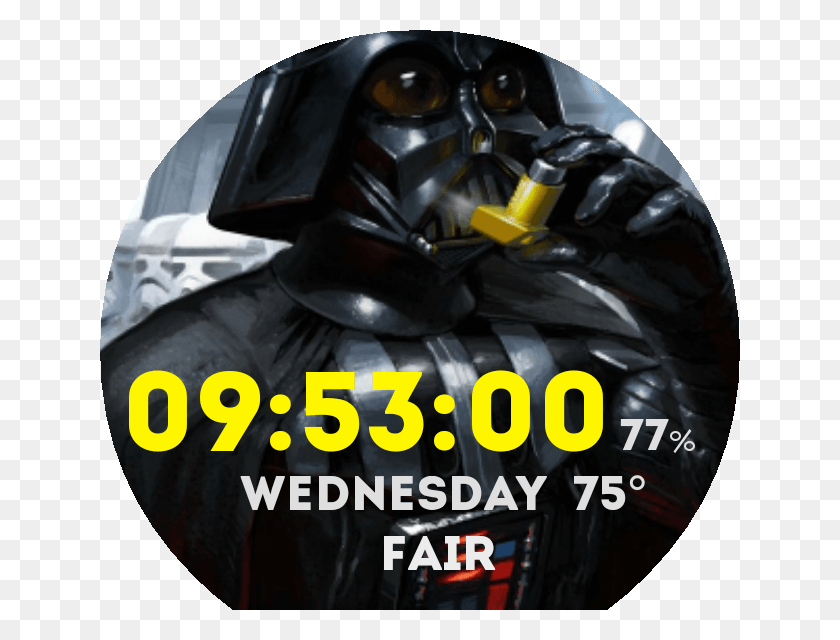 640x580 Descargar Png Vader Inhaler Watch Face Preview, Casco, Ropa, Vestimenta Hd Png