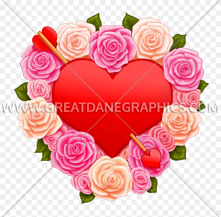 826x826 Valentine Heart U0026 Roses Production Ready Artwork For T Heart, Flower, Plant, Rose, Petal Sticker PNG