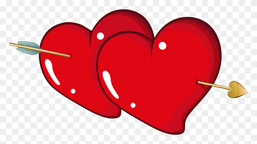 2709x1427 Valentine Hearts With Arrow Clipart Picture Heart With Arrow, Cushion HD PNG Download