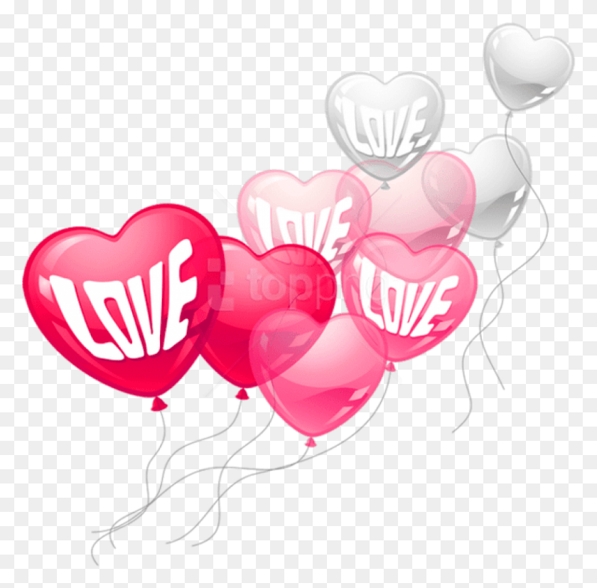 820x807 Valentines Day Pink And White Love Heart Baloons Love Status English Me, Balloon, Ball, Heart HD PNG Download