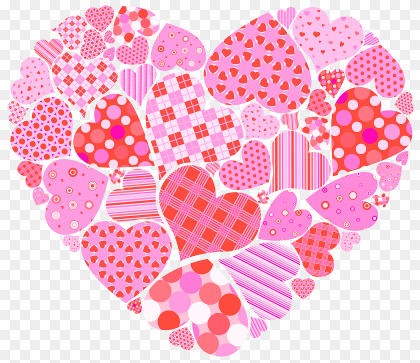 3000x2592 Valentines Day Rose Heart, Pattern, Art Sticker PNG