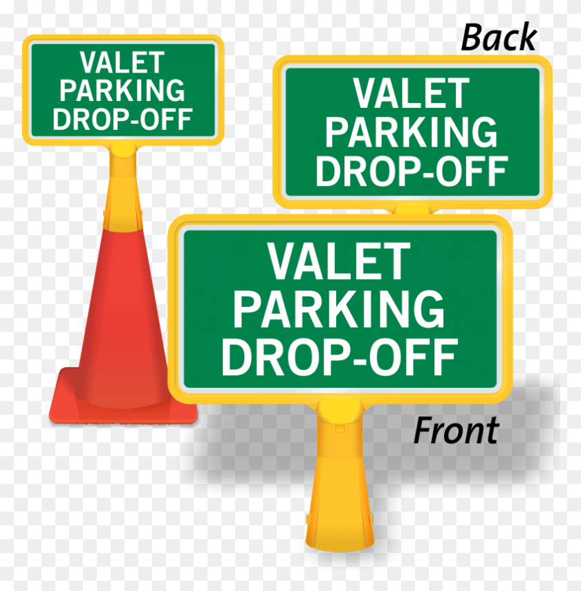 785x801 Descargar Png Valet Parking Drop Off Coneboss Sign, Símbolo, Señal De Tráfico Hd Png