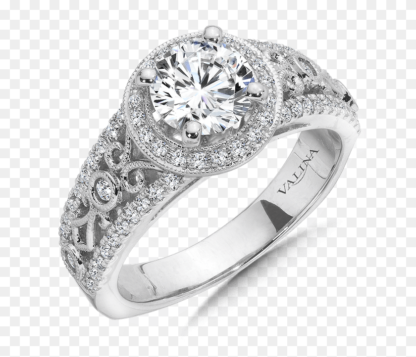 683x662 Valina Halo Engagement Ring Mounting In 14k White Gold Pre Engagement Ring, Ring, Jewelry, Accessories HD PNG Download