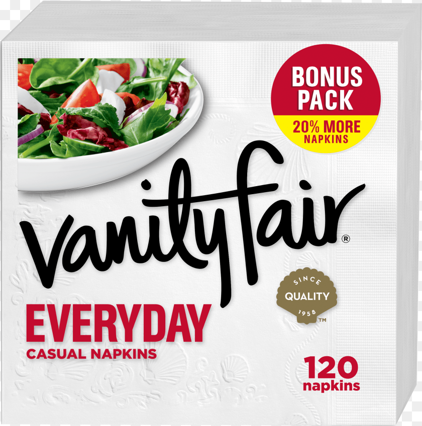2409x2435 Vanity Fair Everyday Paper Napkins 2 Ply White 120ct Vanity Fair Napkins Logo, Advertisement, Poster, Plate, Arugula Transparent PNG