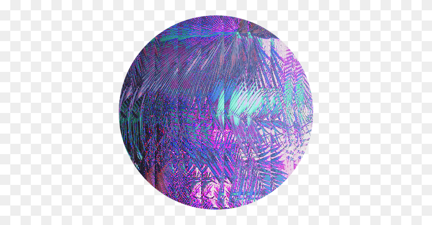 378x378 Эстетическая Наклейка Vaporwave Palmtree Lofi Aesthetics Circle, Сфера, Освещение, Кристалл Png Скачать