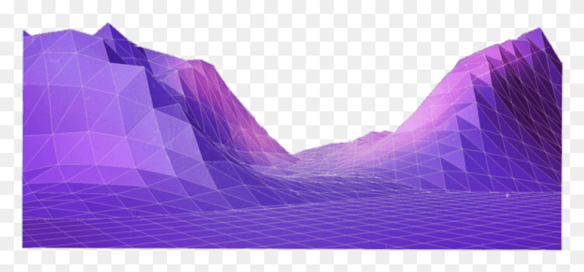 816x347 Vaporwave Mountain Mountains Grid Vaporwave Эстетический Фон Компьютера, Фиолетовый, Графика Hd Png Скачать