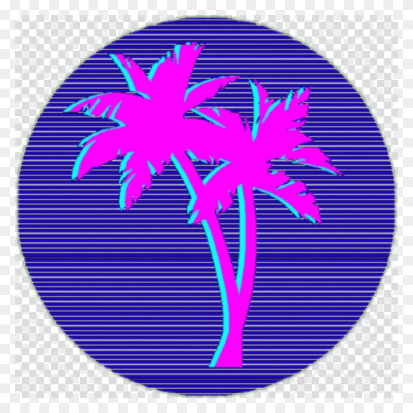900x900 Vaporwave Palm Tree Clipart Vaporwave Palm Trees Clip, Graphics, Purple HD PNG Download