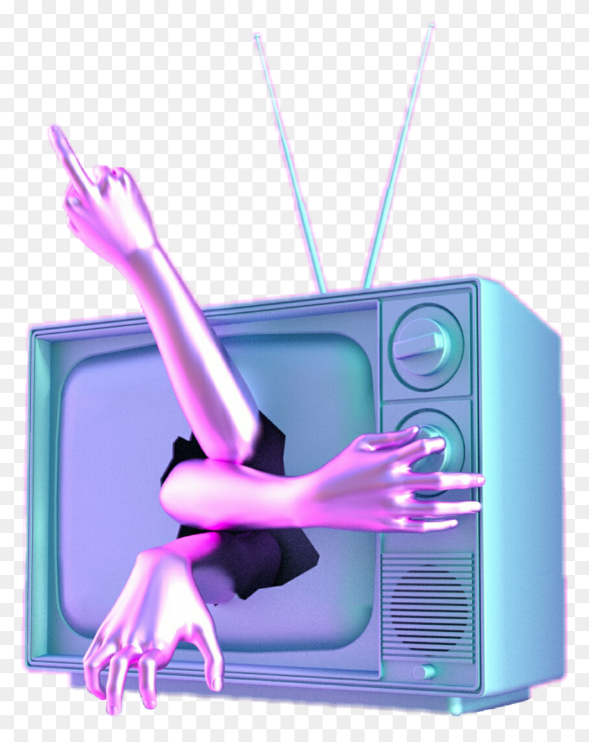 1024x1311 Vaporwave Sticker Vaporwave Tv, Person, Human, Purple Descargar Hd Png