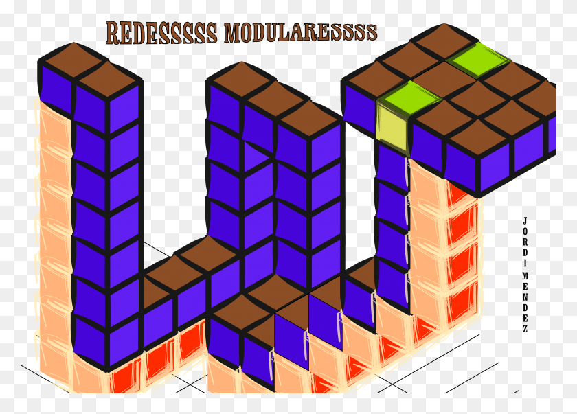 3308x2305 Descargar Png Variacion De Color Y Linea De Redes Modulares Graphic Design, Toy, Rubix Cube, Minecraft Hd Png