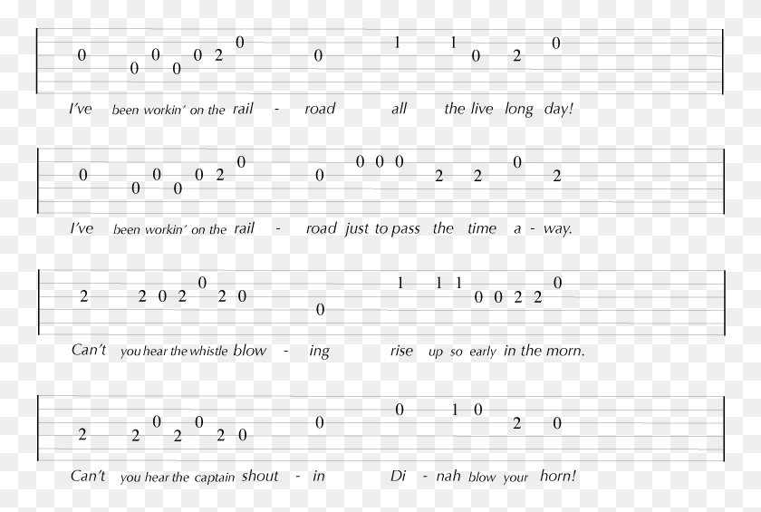 763x505 Ve Been Working On The Railroad Guitar Tab, Text, Label, Piano HD PNG Download
