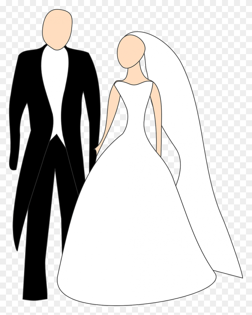 1010x1280 Vector Black And White Indian Bride And Groom Clipart, Clothing, Apparel, Dress HD PNG Download
