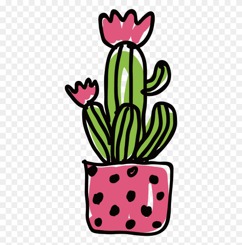 393x788 Vector Cactus Flower Illustration Cute Cactus Transparent Background, Plant, Text, Vase HD PNG Download