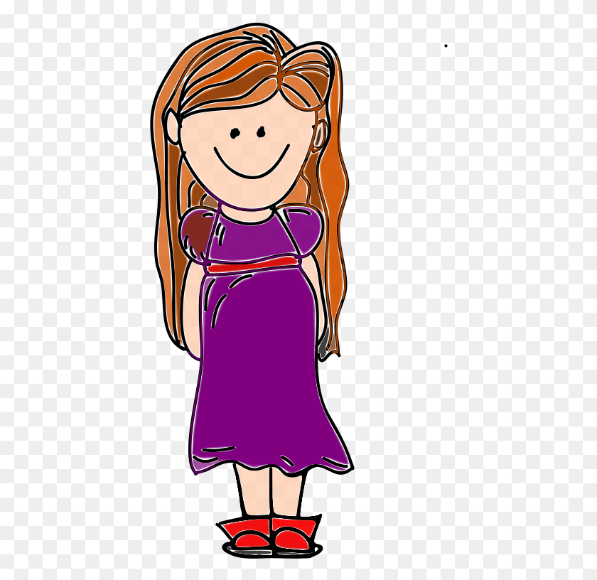 420x756 Vector Cartoon Pretty Clipart Girl Long Hair, Clothing, Apparel, Dress HD PNG Download