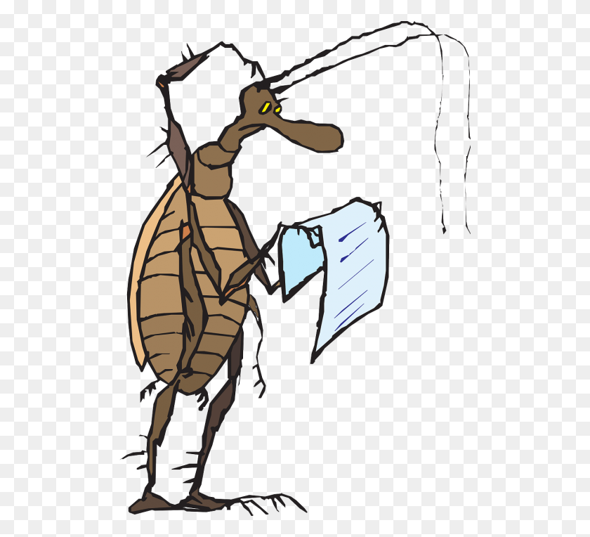 500x704 Vector Cockroach Reading A Book, Insect, Invertebrate, Animal HD PNG Download
