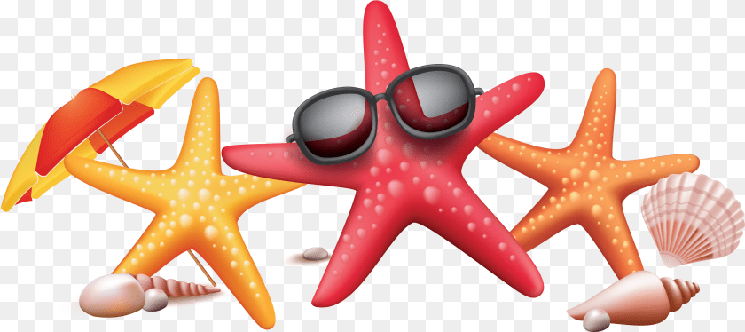 Vector Color Seaside Starfish Sunglasses Creative Summer Star Fish, Animal, Sea Life, Aircraft, Airplane Transparent PNG