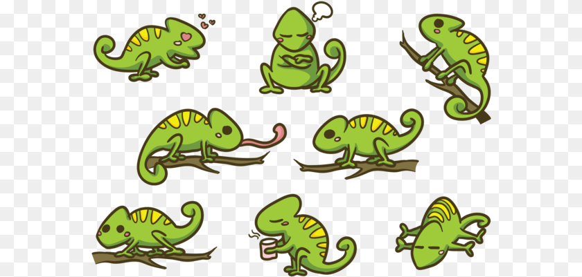 Vector De Dibujos Animados Camalen Chameleon Vector, Animal, Green Lizard, Lizard, Reptile Sticker PNG