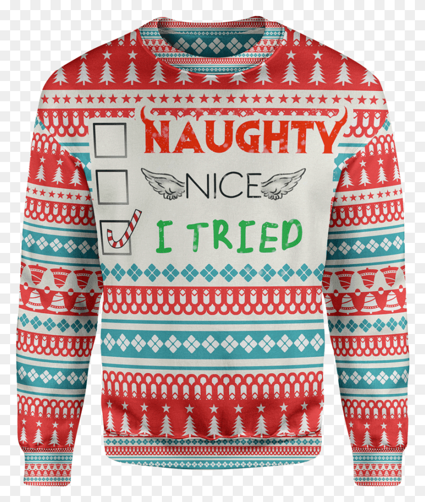 852x1019 Vector Free I Tried Lunafide Tried Christmas Sweater, Clothing, Apparel, Sleeve HD PNG Download