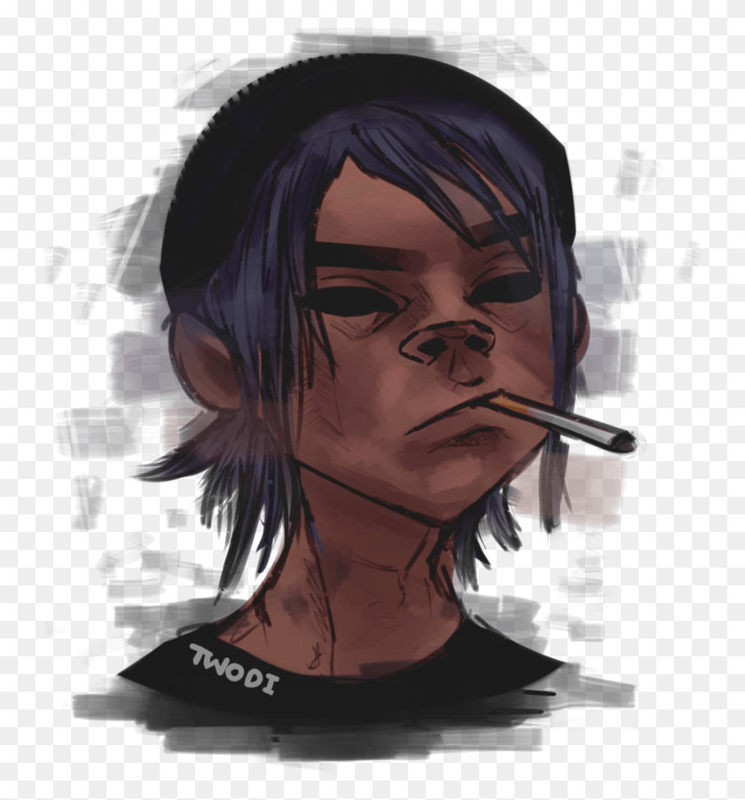 752x842 Vector Free Stock Gorillaz Phase Stu Pot D By Lullalay Illustration, Person, Human, Smoking HD PNG Download