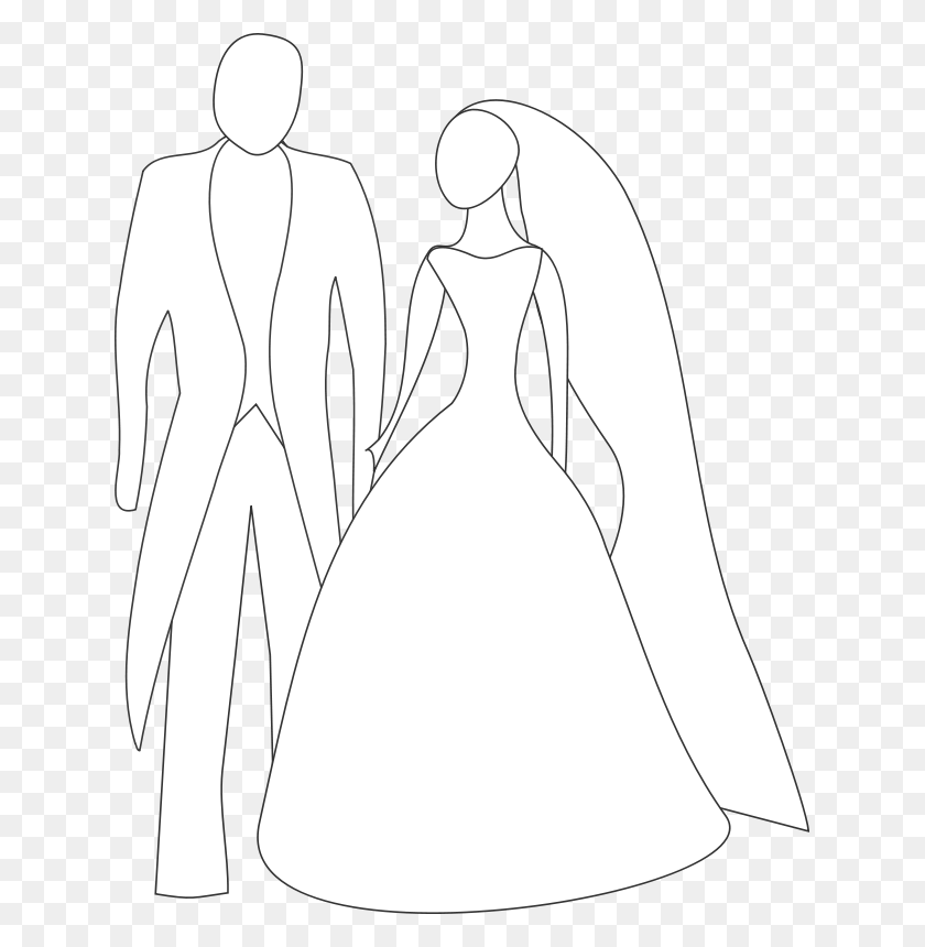 631x800 Vector Freeuse Bride Silhouette Clipart Black, Clothing, Apparel, Fashion HD PNG Download