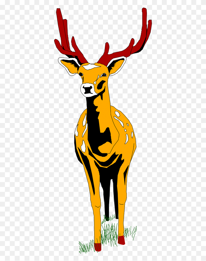 405x1001 Vector Front View Of Deer, Mammal, Animal, Wildlife HD PNG Download