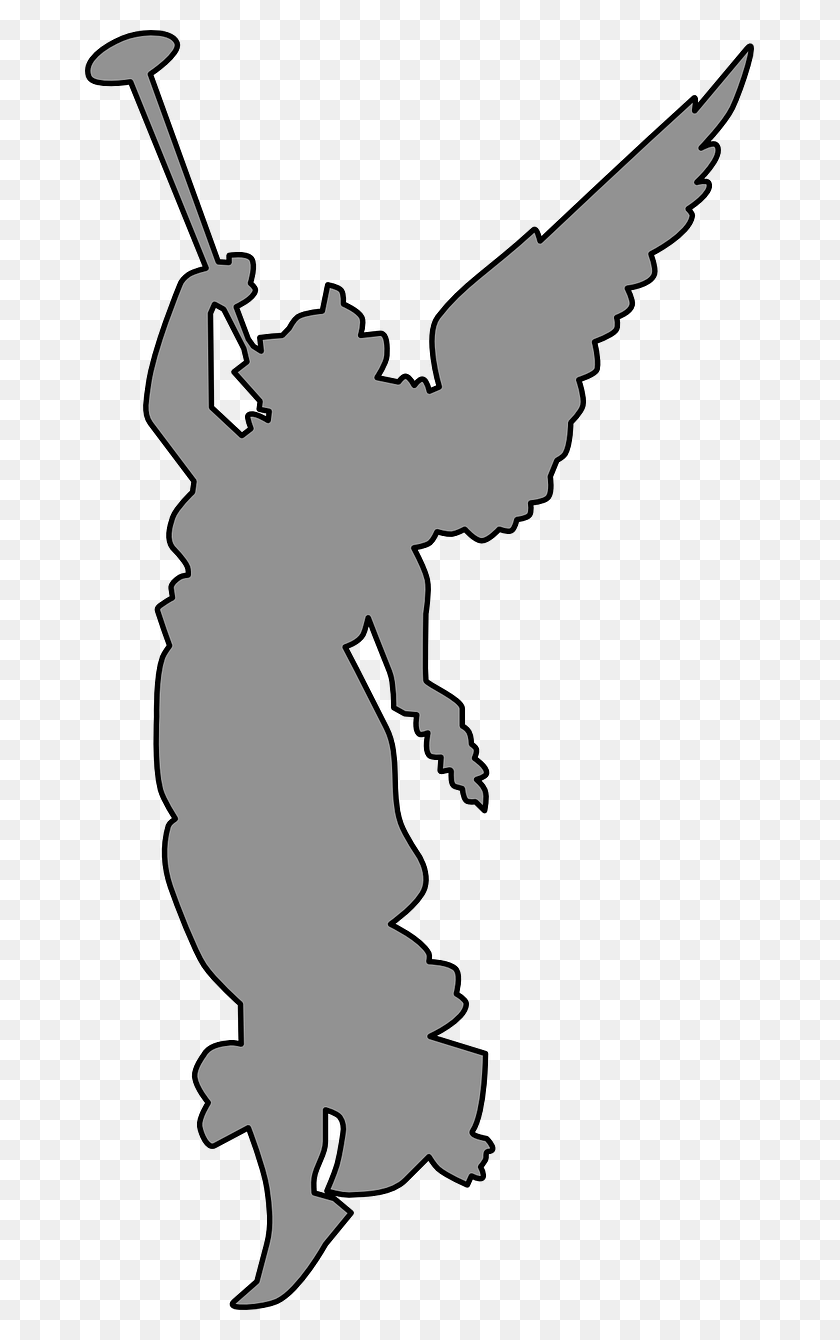 669x1280 Vector Graphics Angel With A Trumpet, Stencil, Hand HD PNG Download