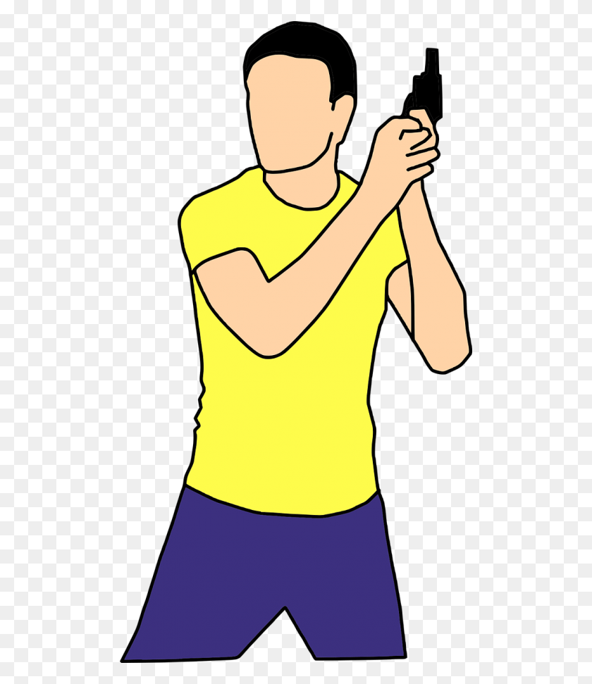 500x911 Vector Graphics Cartoon Man Holding Gun, Clothing, Apparel, Arm Descargar Hd Png