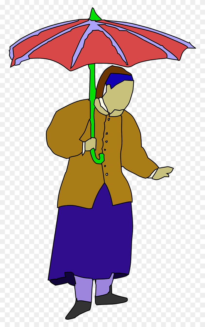 767x1280 Vector Graphics Clipart Of Mother Carrying Umbrella With Child, Clothing, Apparel, Coat HD PNG Download
